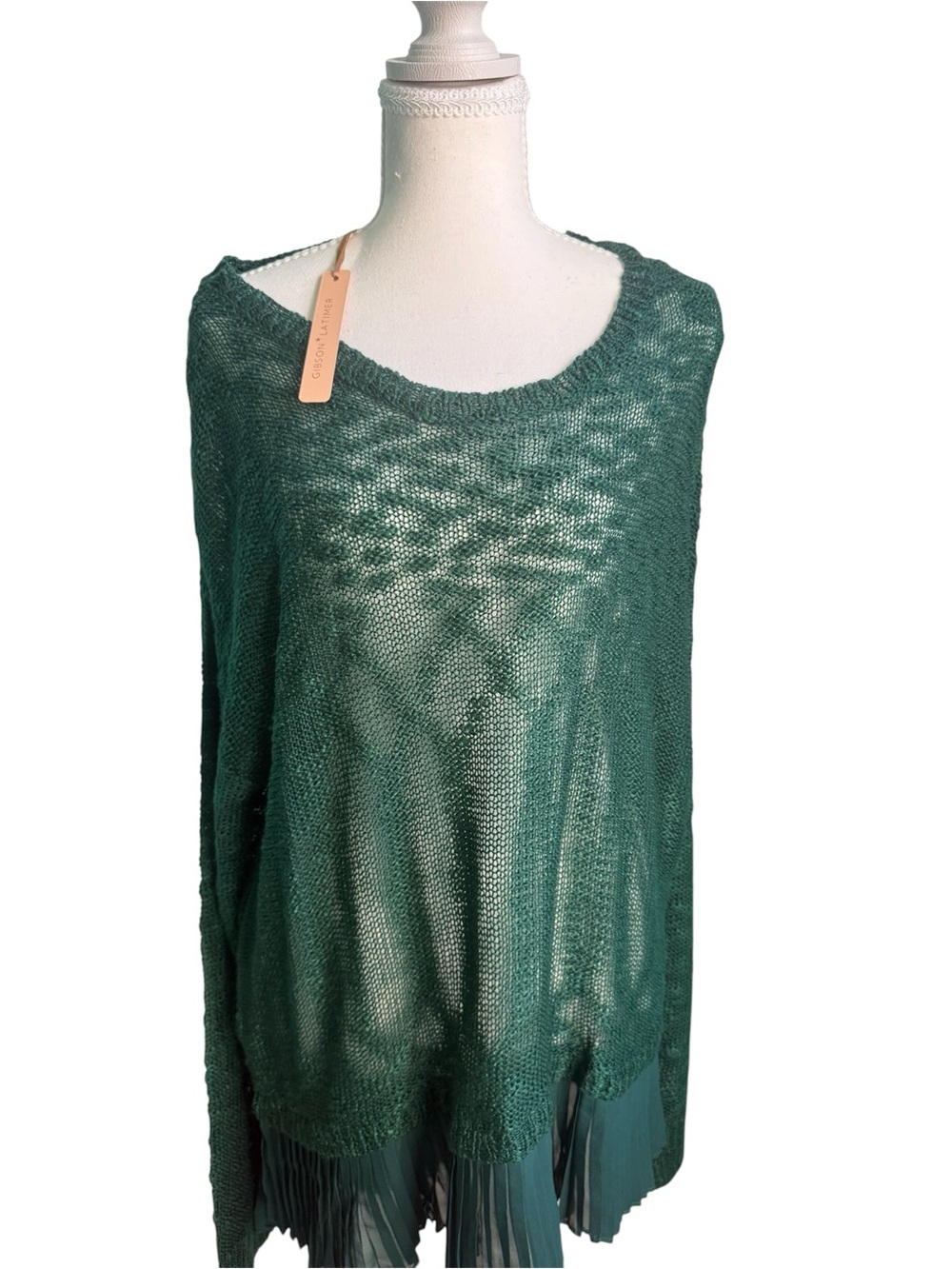 Gibson Latimer Women’s Forest Green Knit Sweater with High Low Hem